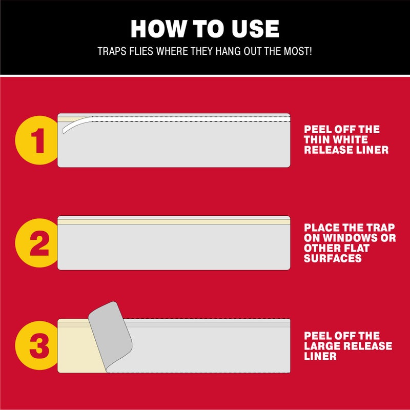 Catchmaster مصائد الذباب من كاتشماستر للنوافذ 12 حزمة XL، مصائد ذباب الفاكهة للداخل، مصيدة حشرات قابلة للتخلص منها، مصيدة لاصقة مقاومة للماء، شرائط لاصقة للذباب، مكافحة الآفات للمنزل والمطبخ والمرآب - Image 5
