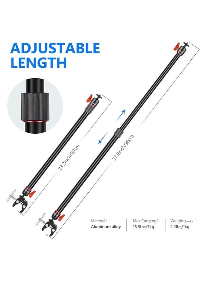 Neewer 2-Pack Aluminum Alloy Camera Slider Support Arm – Adjustable Length, 7 kg Load Capacity, Includes C-Clamps and Ball Heads black - Image 2