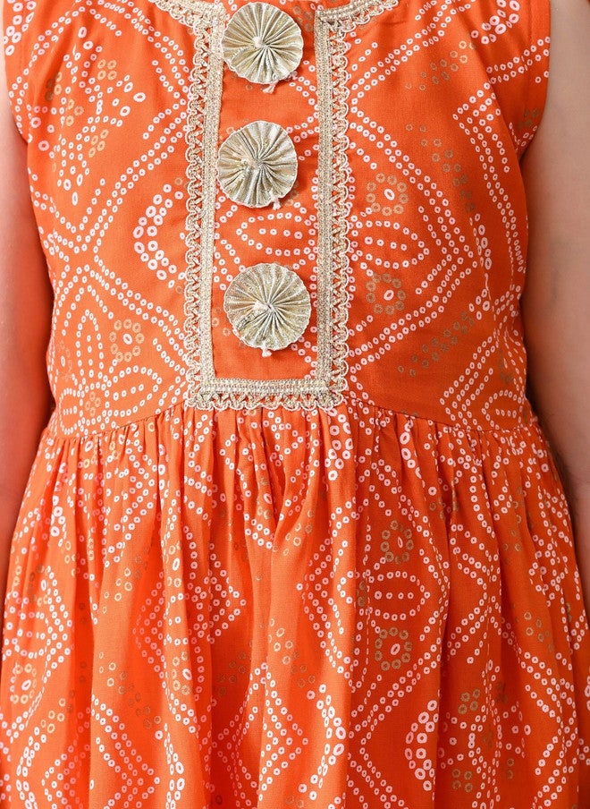 Indi-Loom Couture Girls Ethnic Motifs Printed Regular Gotta Patti Kurta with Sharara & Dupatta - Image 2