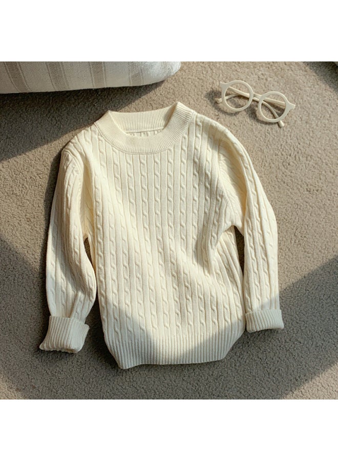 And Winter Kidsren's Wool Pullover Knitwears For Boys And Girls Pure Color Bottoming Korean Style Twist Round Neck Knitwears