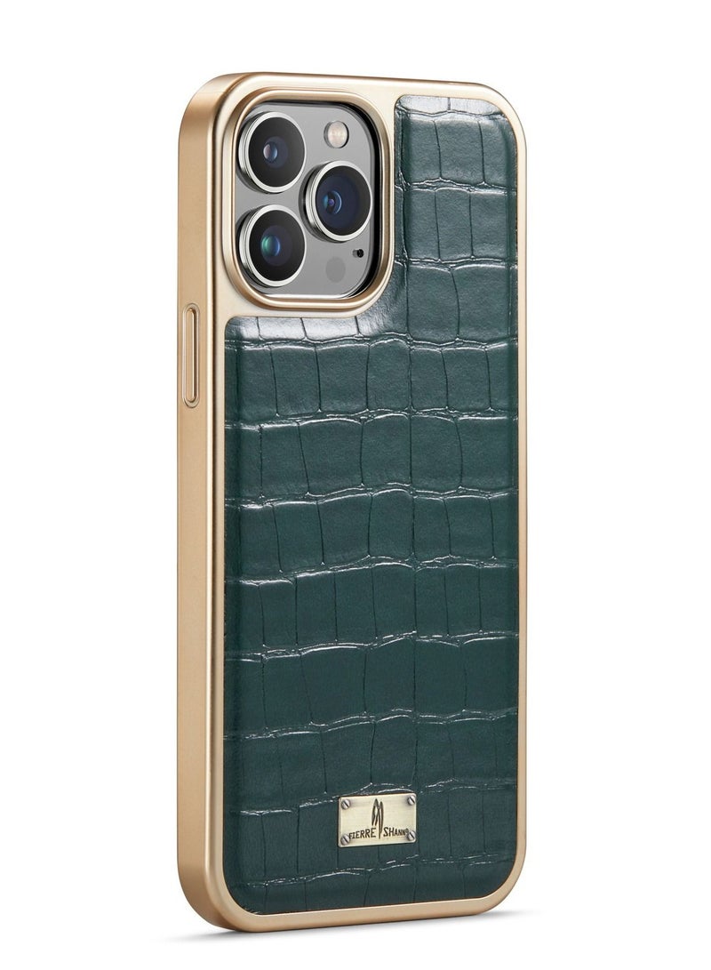Suteni Electroplating Back Cover Crocodile Leather Phone Case for iPhone  - Image 1