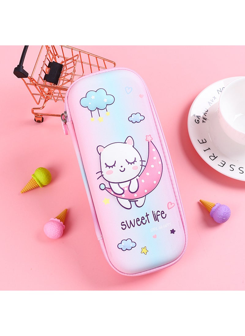 Generic - Cartoon three-dimensional 3d pencil case high-value decompression pen case three-layer large-capacity stationery case Girls Primary School students pencil case February 669 Bright Rabbit - Image 1