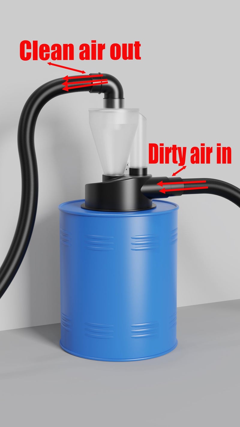 Pemedor 2.5'' New Upgrade Woodworking Double Filtration Cyclone Dust Collector DIY Turbocharged Filter Industrial Separator Collector Canister Dust Control System for Shop Vac Contractor Assistant - Image 2