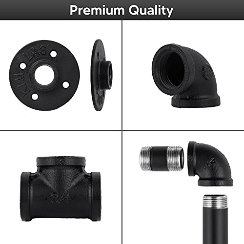 Senmit Handrail for Indoor Stairs - 4 Feet Wall Mount Industrial Iron Pipe - Metal Railing Non-Slip Grab Bar - Stairs Porch Deck Hand Rail Matte Black - Image 3