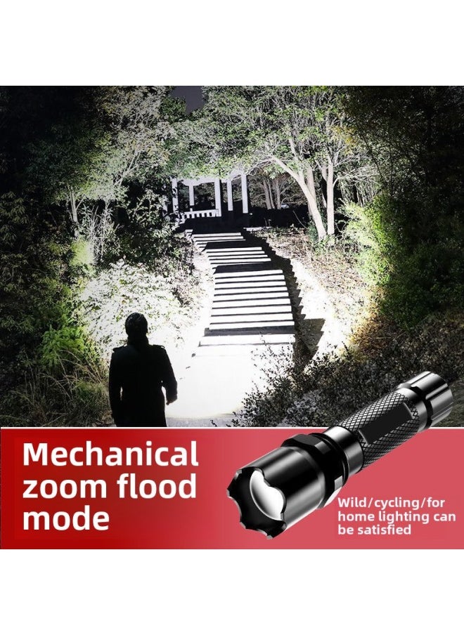 Generic Strong Light Soldier Flashlight Rechargeable Treasure Mini Student Home Self-defense Outdoor Super Bright Long-range Small Lamp Wholesale-Product Specifications:Black - Strong Light Flashlight [5 Years Warranty For Charging Cable] - Black - Aluminum Alloy - High Brightness - 60 Hours]  - Image 4