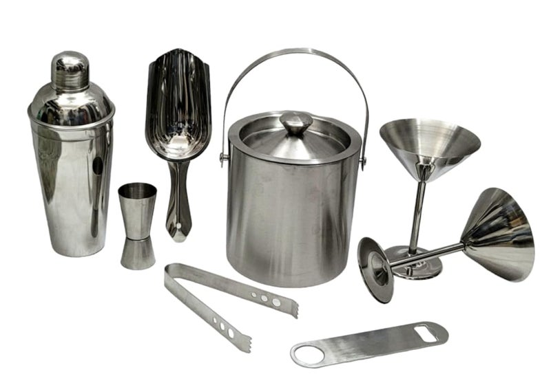 nooks Ice Bucket with Ice Scope Ice TongOpenerPeg Measure Martini glasess 2pcs Set with Cocktail Shaker 750ml Great bar Tools for Home bar Accessories Mini bar Wine Large for bar Small - Image 1