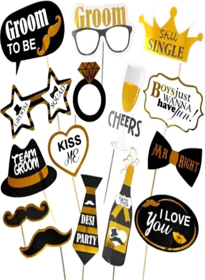 FI - FLICK IN 15 Pcs Groom to Be Props for Bachelorette Party | Pre Attached Sticks | Groom to Be Decoration | Bachelor Party Props for Groom | Bachelorette Party Decorations (Pack of 15, Multicolor) - Image 1