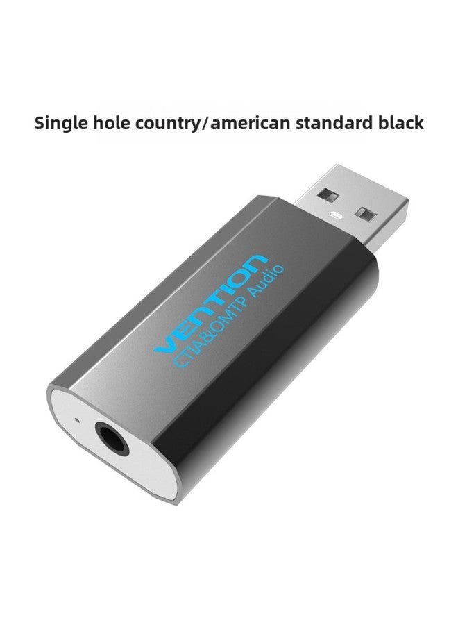 Vention Computer Sound Card Usb To 3.5mm Audio Interface To Earphone Microphone Earphone Adapter-Color:Single Hole National/American Standard Black  - Image 1