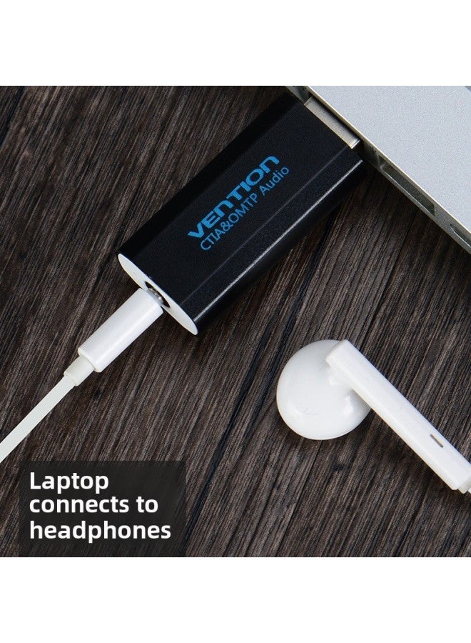 Vention Computer Sound Card Usb To 3.5mm Audio Interface To Earphone Microphone Earphone Adapter-Color:Single Hole National/American Standard Black  - Image 5