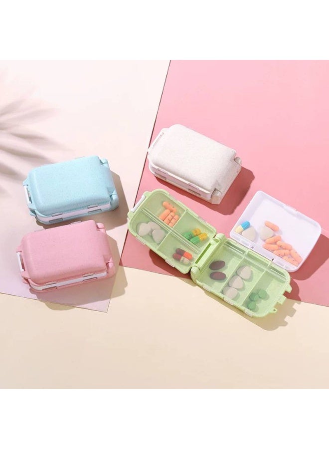 Imported 8-compartment medicine organizer – made of hygienic plastic with a transparent lid and a large compartment for safe and organized storage. - Image 3
