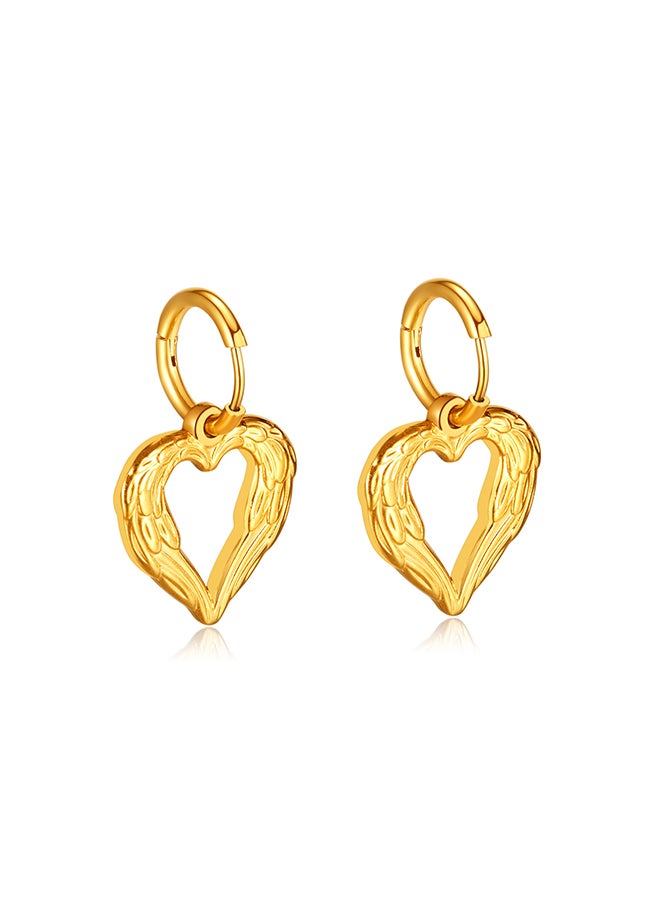 Ins Light Luxury Earrings For Women Stainless Steel Temperament High-End Retro Wings Love Wings Earrings - Image 1