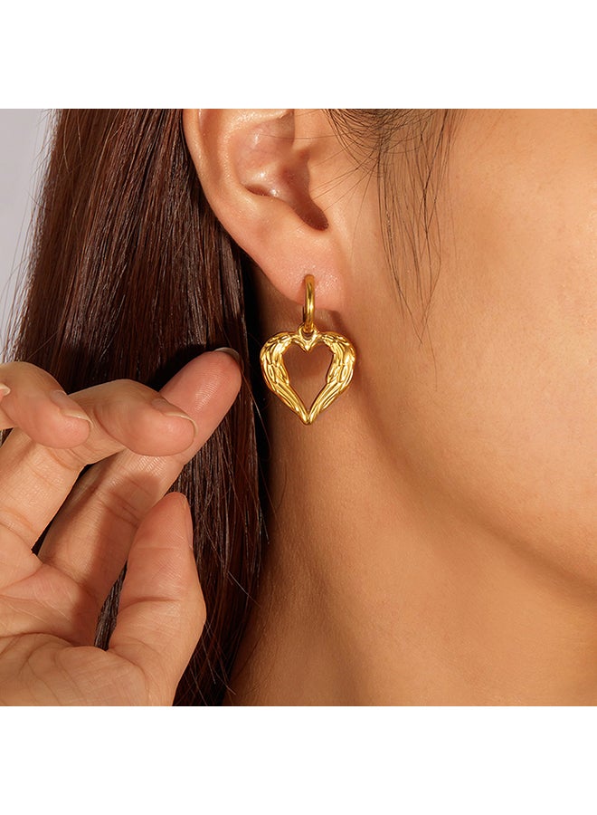 Ins Light Luxury Earrings For Women Stainless Steel Temperament High-End Retro Wings Love Wings Earrings - Image 3