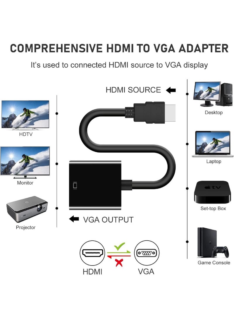 Captaintech HDMI to VGA Adapter Gold-Plated HDMI to VGA Converter (Male to Female) HDMI Adapter Compatible for Computer Laptop PC Monitor Projector HDTV Chromebook Raspberry Pi Roku Xbox and More - Image 2