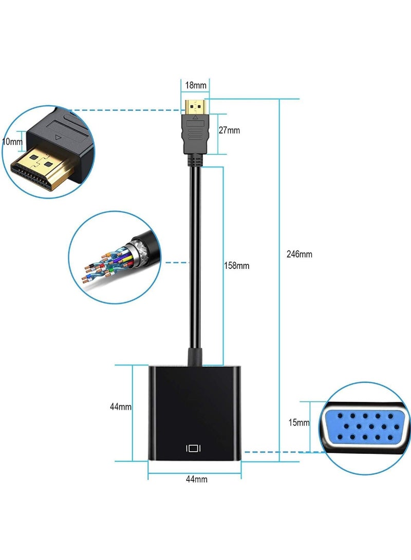 Captaintech HDMI to VGA Adapter Gold-Plated HDMI to VGA Converter (Male to Female) HDMI Adapter Compatible for Computer Laptop PC Monitor Projector HDTV Chromebook Raspberry Pi Roku Xbox and More - Image 4