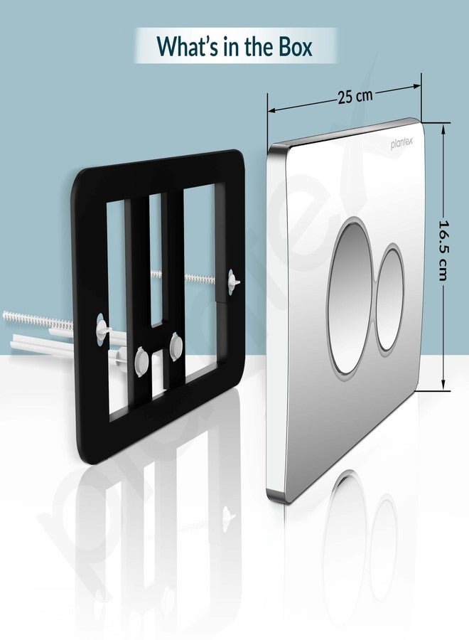 بلانتكس لوحة تدفق Plantex / لوحة تدفق مزدوجة للمرحاض / لوحة تدفق ميكانيكية مزدوجة / تقنية توفير المياه - عبوة من قطعة واحدة (كروم) - Image 3