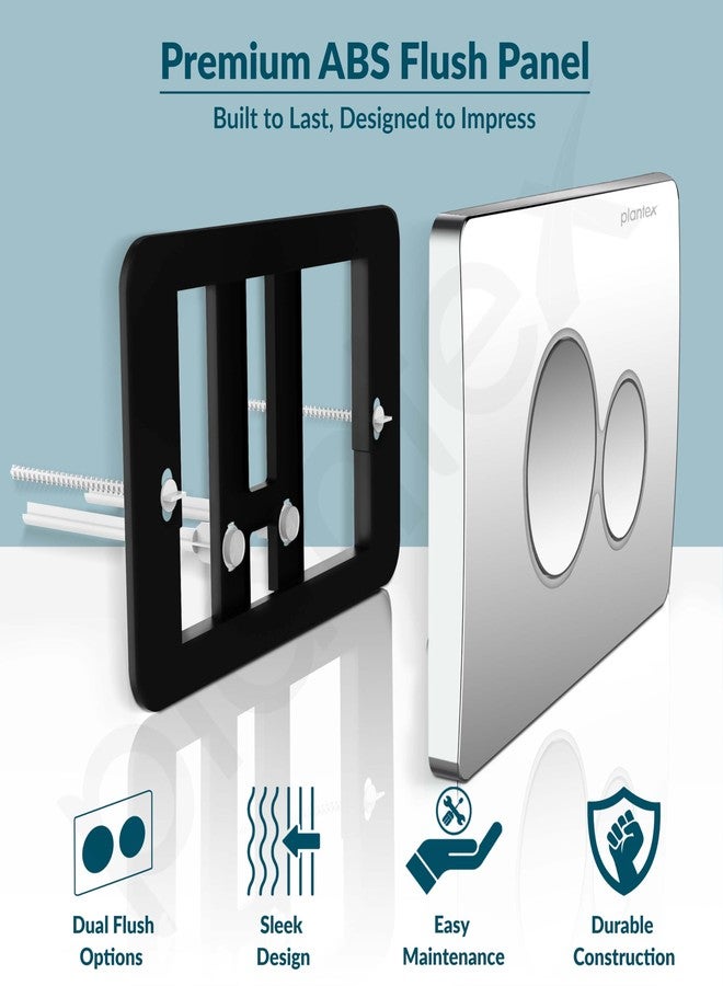 بلانتكس لوحة تدفق Plantex / لوحة تدفق مزدوجة للمرحاض / لوحة تدفق ميكانيكية مزدوجة / تقنية توفير المياه - عبوة من قطعة واحدة (كروم) - Image 2