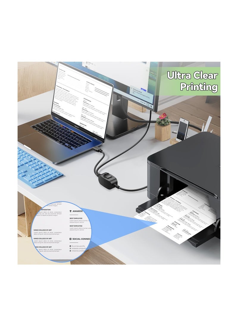 ماركة غير محددة - USB Printer Splitter Cable, 1 to 2 Out Y Cable, Gold Plated USB B Male to Dual USB A Male Connectors for Sharing One Printer, Scanner, or Fax Machine Between Two Computers. - Image 1