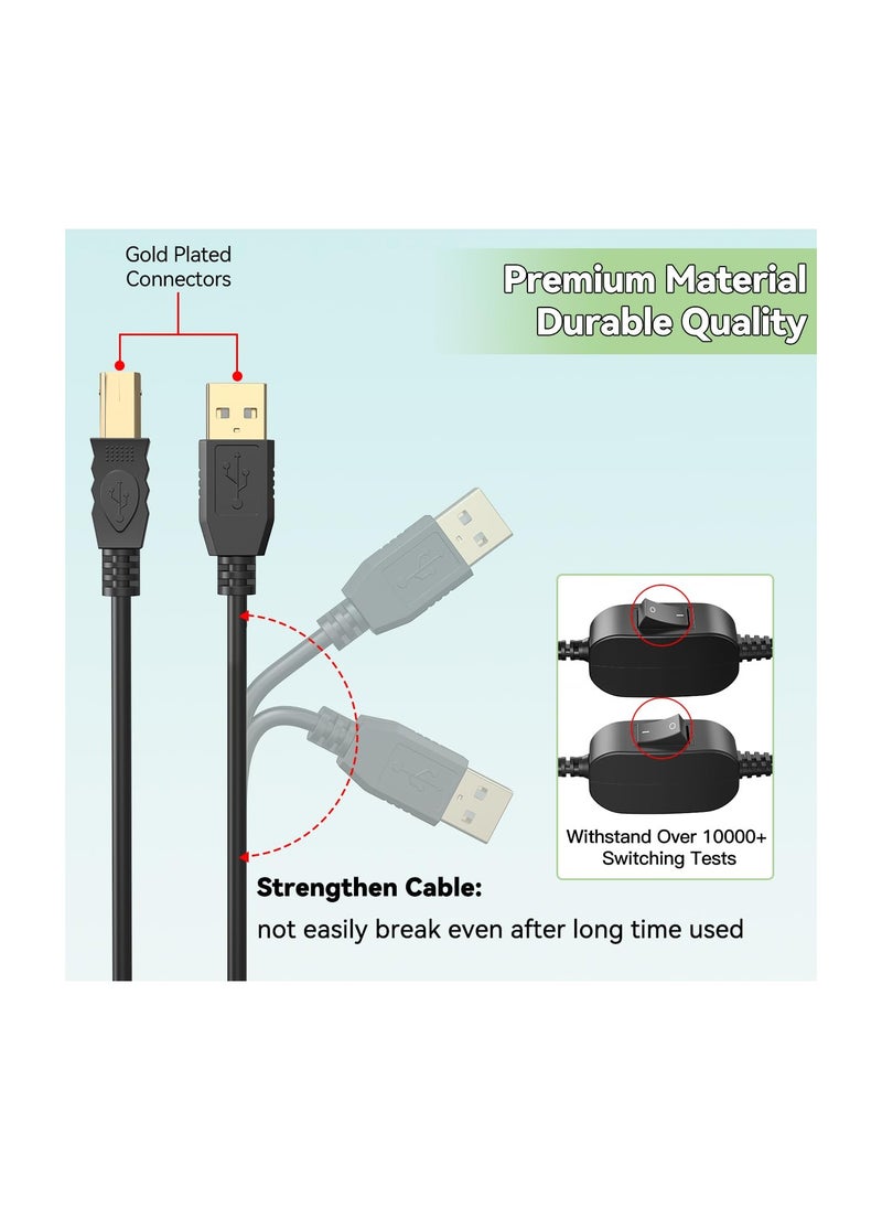 ماركة غير محددة - USB Printer Splitter Cable, 1 to 2 Out Y Cable, Gold Plated USB B Male to Dual USB A Male Connectors for Sharing One Printer, Scanner, or Fax Machine Between Two Computers. - Image 1