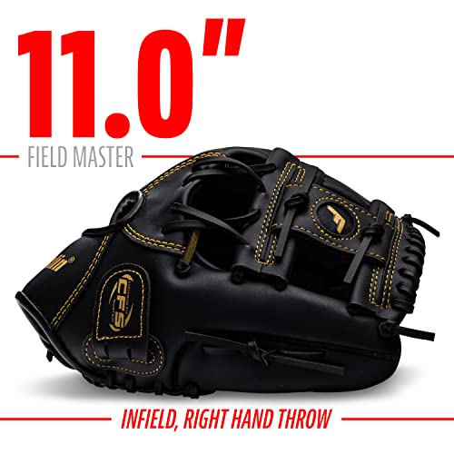 Franklin Sports Baseball and Softball Glove - Field Master - Baseball and Softball Mitt - Adult and Youth Glove - Right Hand Throw - 11" - Black/Gold - Image 4