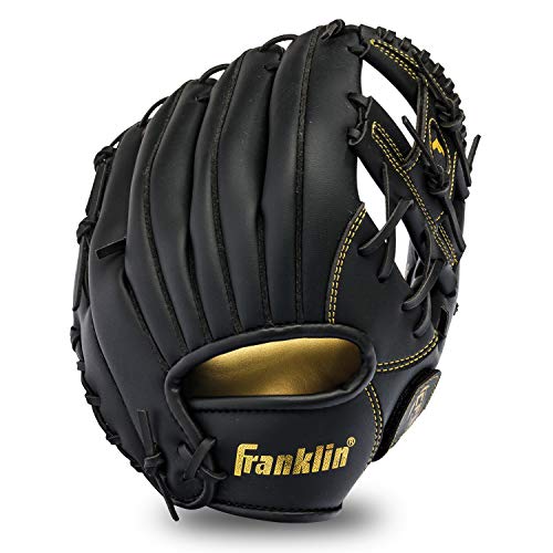 Franklin Sports Baseball and Softball Glove - Field Master - Baseball and Softball Mitt - Adult and Youth Glove - Right Hand Throw - 11" - Black/Gold - Image 1