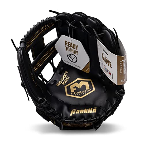 Franklin Sports Baseball and Softball Glove - Field Master - Baseball and Softball Mitt - Adult and Youth Glove - Right Hand Throw - 11" - Black/Gold - Image 2
