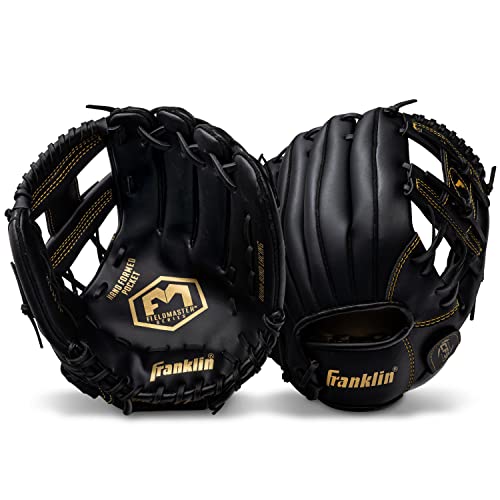 Franklin Sports Baseball and Softball Glove - Field Master - Baseball and Softball Mitt - Adult and Youth Glove - Right Hand Throw - 11" - Black/Gold - Image 3