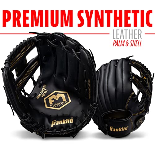 Franklin Sports Baseball and Softball Glove - Field Master - Baseball and Softball Mitt - Adult and Youth Glove - Right Hand Throw - 11" - Black/Gold - Image 5
