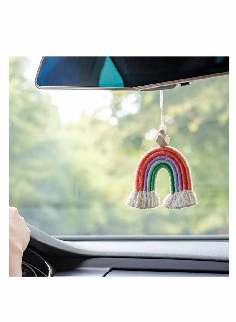 KASTWAVE Car Charm Accessories Boho Wooden Beads Essential Oil Car Diffuser Handmade Colorful Hanging Air Freshener Decor for Home Wall Vehicle Interior Hanging Decor - Image 3