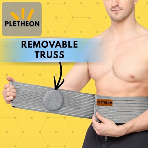 PLETHEON Umbilical Hernia Belt with Compression Pad, Adjustable Navel Support Binder, Breathable Fabric, Unisex (Gray) - Image 3