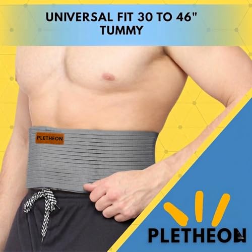 PLETHEON Umbilical Hernia Belt with Compression Pad, Adjustable Navel Support Binder, Breathable Fabric, Unisex (Gray) - Image 2