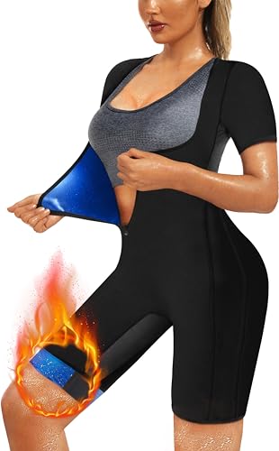QZSH Women Sauna Suit Sweat Shirt Slimming Vest Hot Top Jumpsuit Shapewear,Armpit and Crotch Mesh（BH7008-01-L） - Image 1