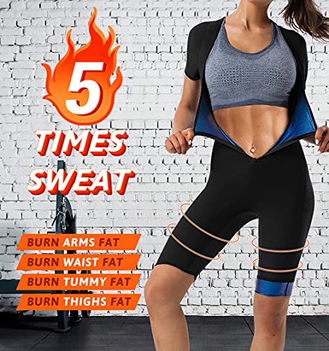 QZSH Women Sauna Suit Sweat Shirt Slimming Vest Hot Top Jumpsuit Shapewear,Armpit and Crotch Mesh（BH7008-01-L） - Image 2