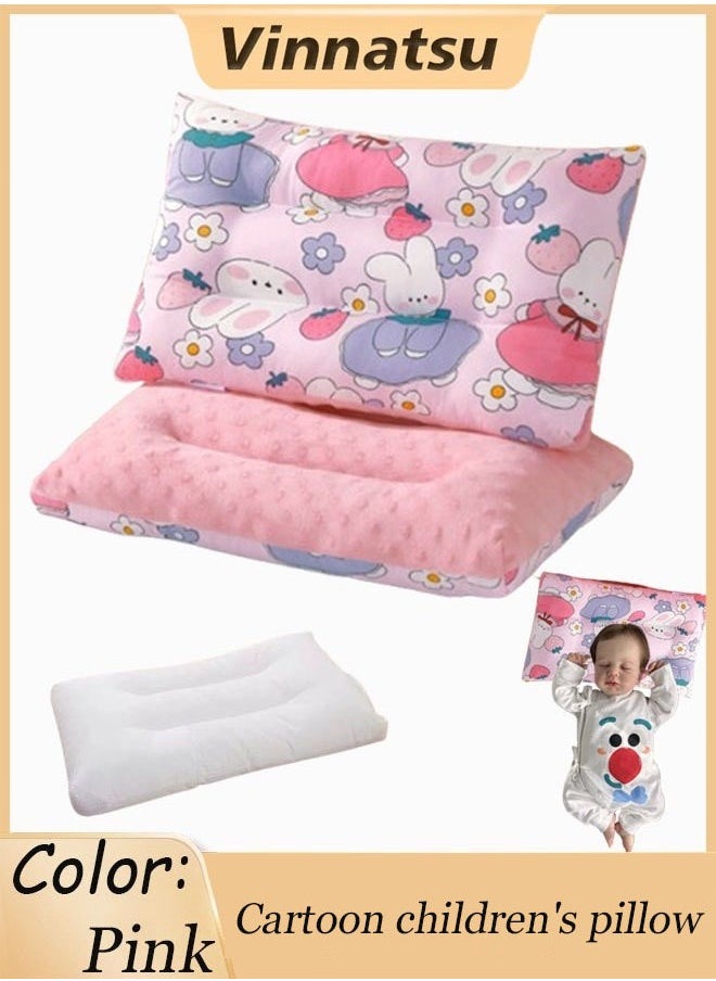 Vinnatsu Children's Pillow Bubble Fluff Cartoon Children's Pillow Core Cotton Kindergarten Nap Pillow Soothing Pillow Toddler Pillow with Pillowcase - 30*50cm Pillows for Sleeping, Soft & Breathable Machine Washable Toddlers 0-6Years Old(Pink)  - Image 1