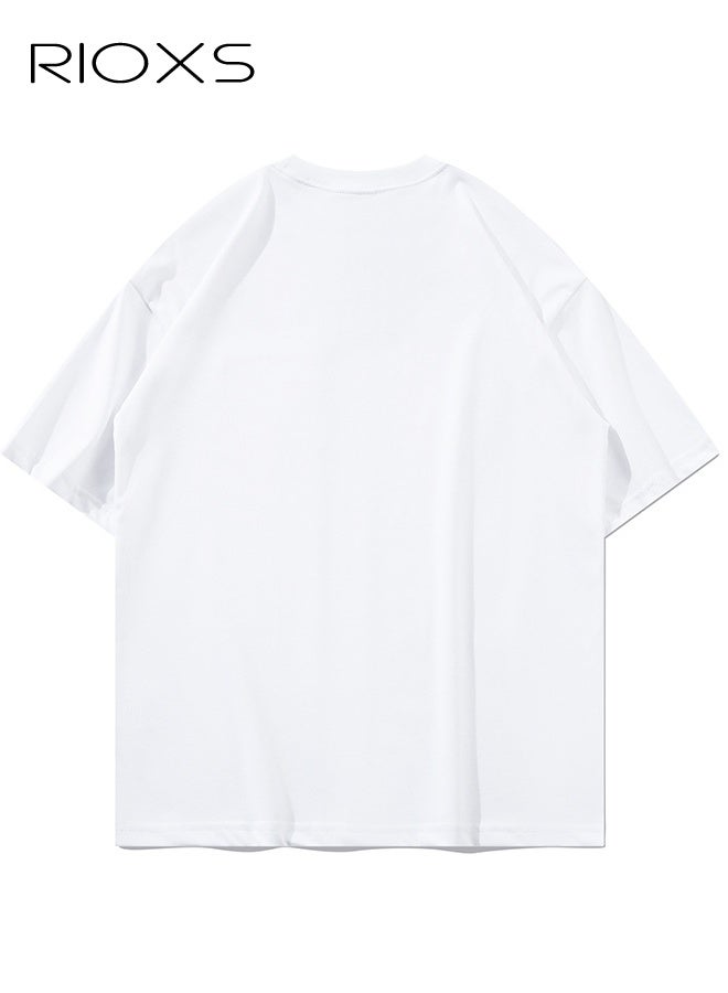 RIOXS Unisex T-Shirt, Men's And Women's Loose Fit T Shirt, Heavyweight Short-Sleeve Top, Comfy Pocket Shirts For Daily Leisure/ Office/ School/ Shopping, Crewneck Shirts For Women And Men - Image 4