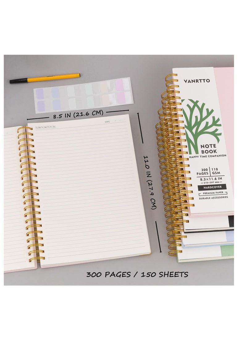Premium A4 Hardcover Spiral Notebook, 300 s, 110 GSM Thick Lined Paper, College Ruled, Ideal for Work, School and Travel, Stylish Green Journal for All Ages - Image 2