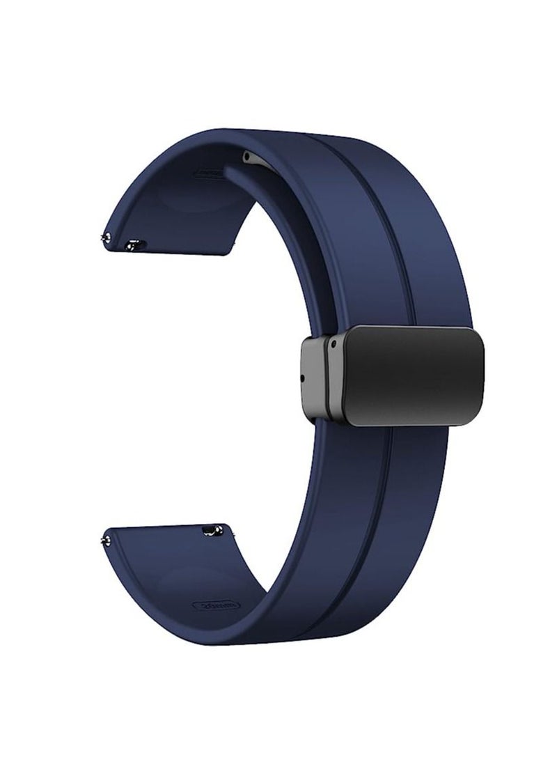 حزام سليكون 22 ملم مع مشبك قابل للطي مغناطيسي لساعة هواوي جي تي 2 برو الذكية 46 ملم - أزرق - Image 1