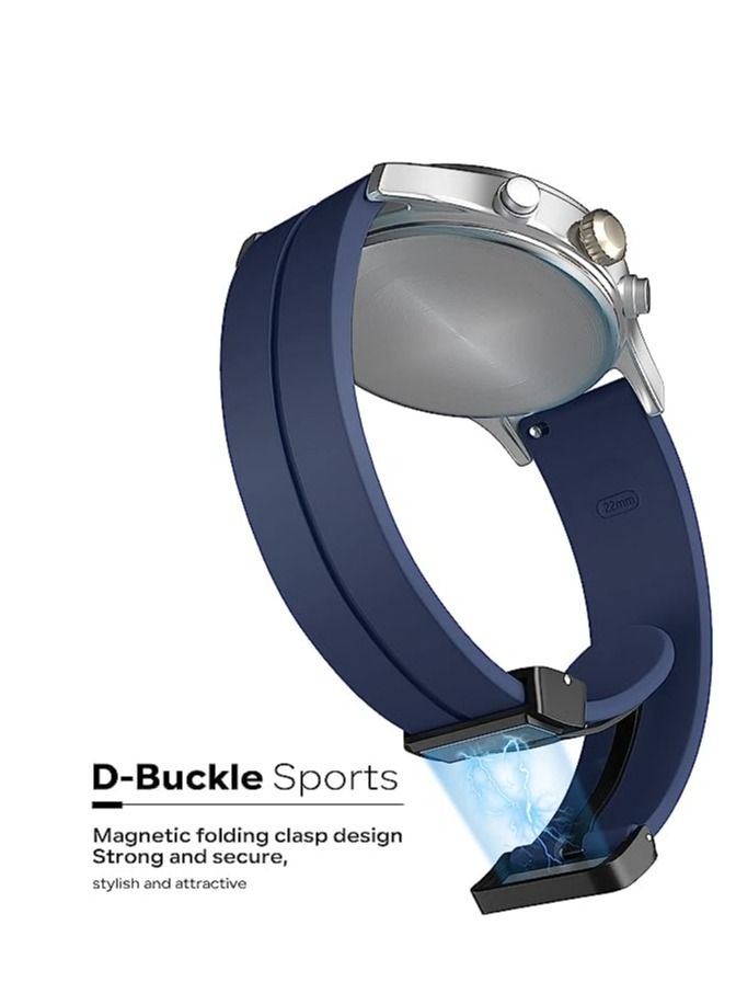 حزام سليكون 22 ملم مع مشبك قابل للطي مغناطيسي لساعة هواوي جي تي 2 برو الذكية 46 ملم - أزرق - Image 3