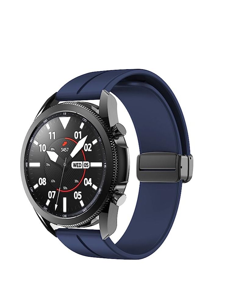حزام سليكون 22 ملم مع مشبك قابل للطي مغناطيسي لساعة هواوي جي تي 2 برو الذكية 46 ملم - أزرق - Image 4