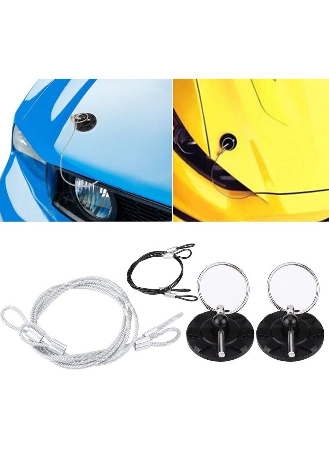 Estink Hood Lock, 2PCs Universal CNC Aluminum Car Vehicle Racing Hood Pin Lock Latches Lock Appearance Kit (Black) - Image 1