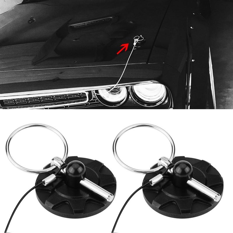 Estink Hood Lock, 2PCs Universal CNC Aluminum Car Vehicle Racing Hood Pin Lock Latches Lock Appearance Kit (Black) - Image 2