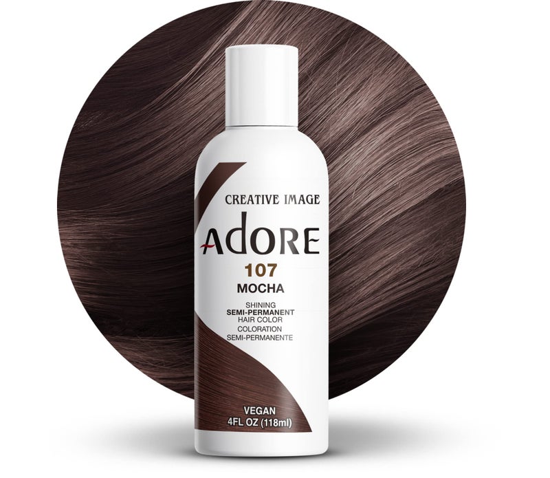 Adore Semi Permanent Hair Color (107 Mocha) | Vegan & Cruelty-Free Brown Hair Dye | No Ammonia, No Peroxide, No Alcohol | 4 Fl Oz (Pack of 1) - Image 1