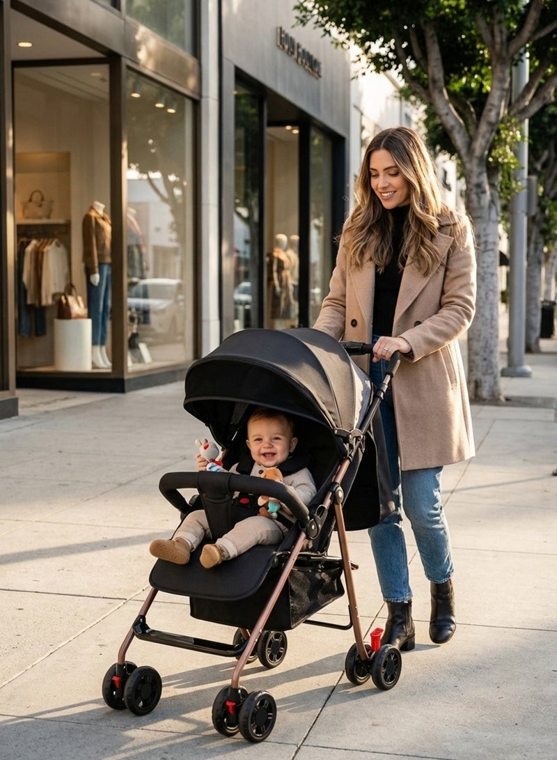 Jourvent Lightweight Travel Stroller, Portable And Flodable Baby Stroller, Compact Stroller for Baby & Toddler (0-36 Months), Can Sit And Lie, Black - Image 2