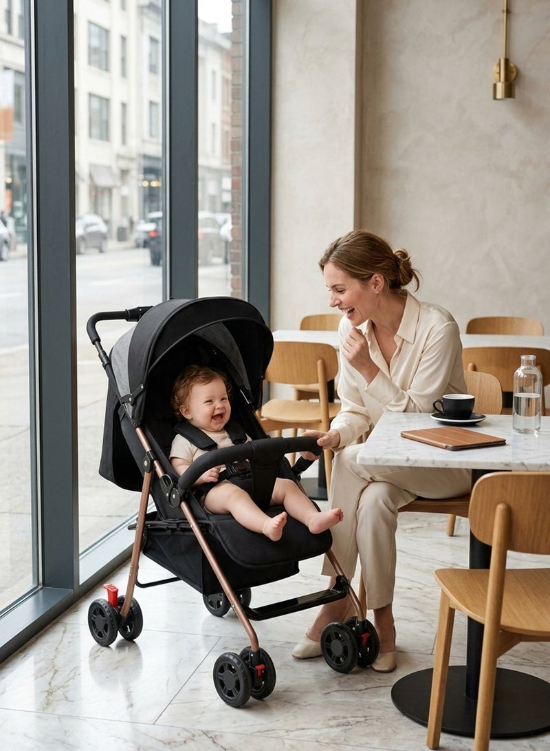 Jourvent Lightweight Travel Stroller, Portable And Flodable Baby Stroller, Compact Stroller for Baby & Toddler (0-36 Months), Can Sit And Lie, Black - Image 3