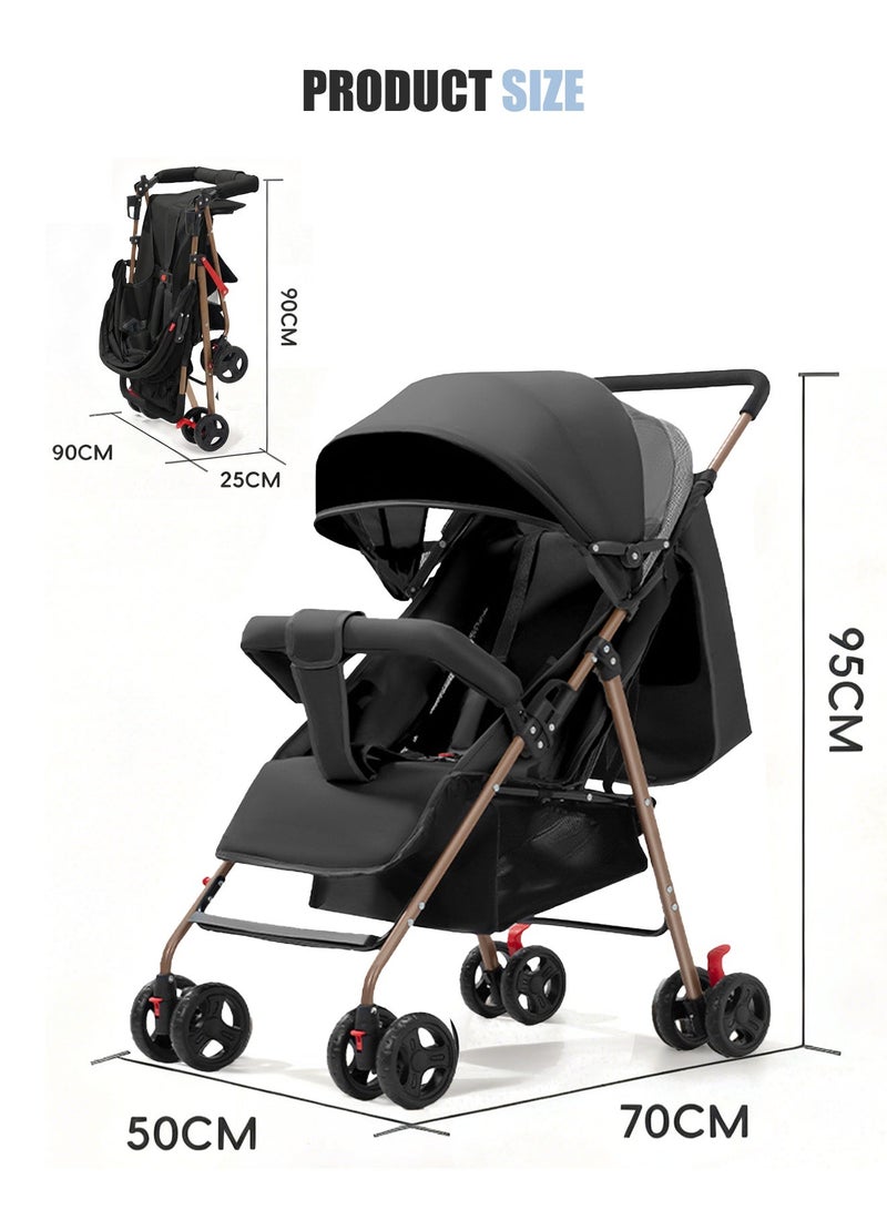 Jourvent Lightweight Travel Stroller, Portable And Flodable Baby Stroller, Compact Stroller for Baby & Toddler (0-36 Months), Can Sit And Lie, Black - Image 4