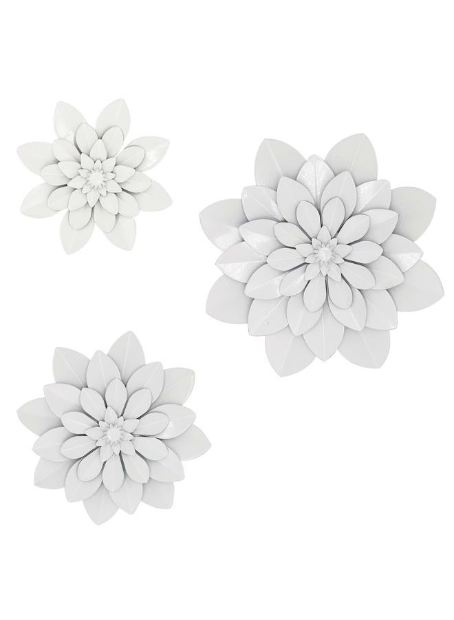 Metal Flower Wall Art,Floral wall decor Multiple Layer Decor for Indoor Outdoor Home Bedroom Living Room Office Garden(White) - Image 1