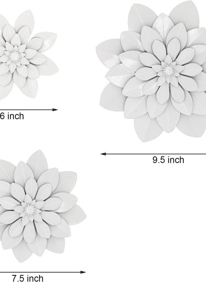 Metal Flower Wall Art,Floral wall decor Multiple Layer Decor for Indoor Outdoor Home Bedroom Living Room Office Garden(White) - Image 2