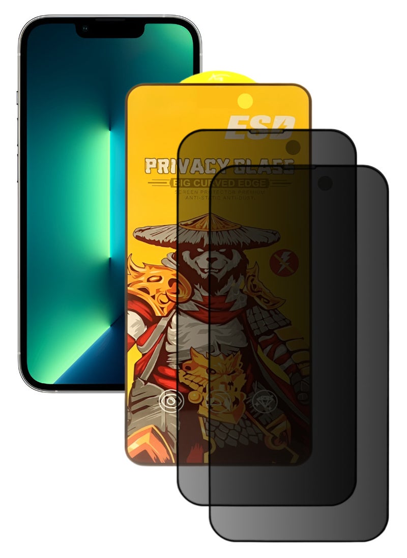 ESD 2 Pieces Tempered Dustproof Privacy Glass Screen Protector Compatible For iPhone 13 Pro - Image 1