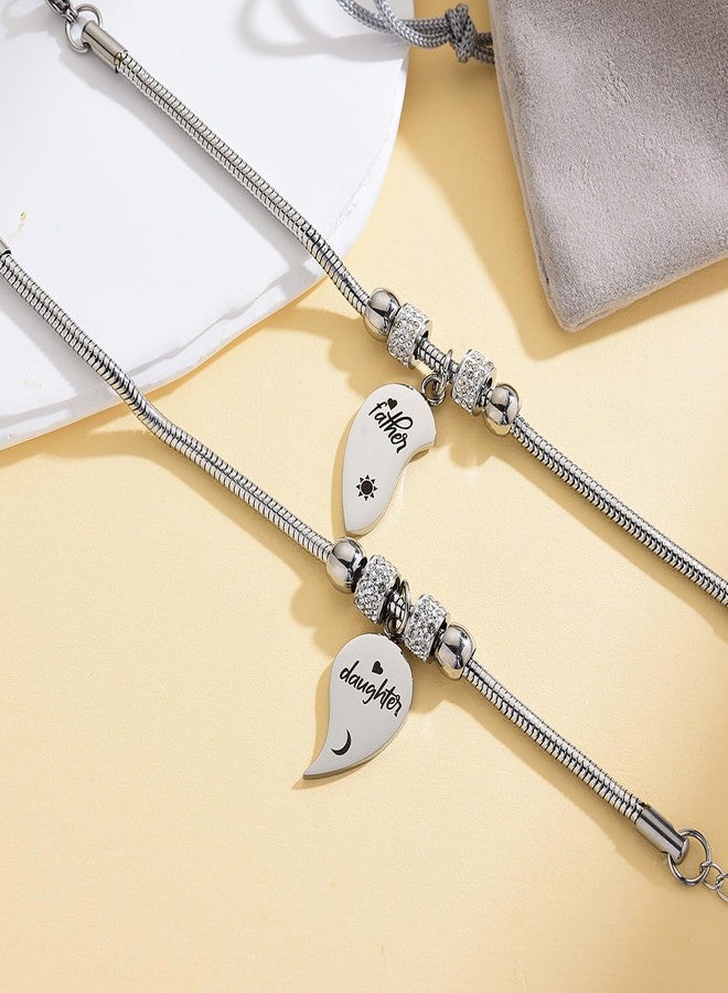 Yonhon Father Daughter Bracelet Set for 2, Dad Daughter Matching Bracelet for 2 - Image 2