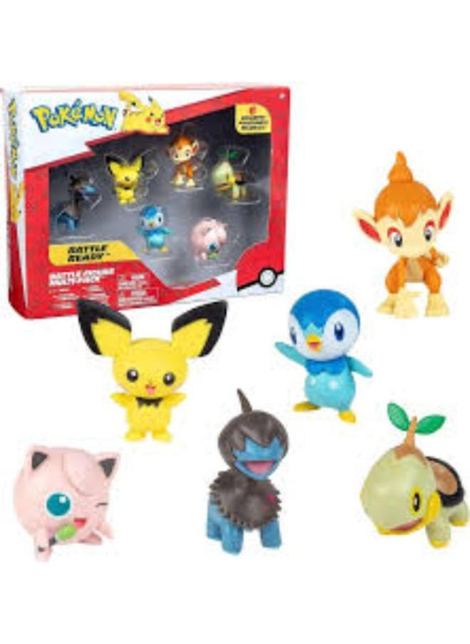 Pokemon Jazwares Pokemon Battle Figure Multipack 6-Pack(Pichu- Deino- Jigglypuff- Turtwig- Piplup- Chimchar) - Pkw2469 