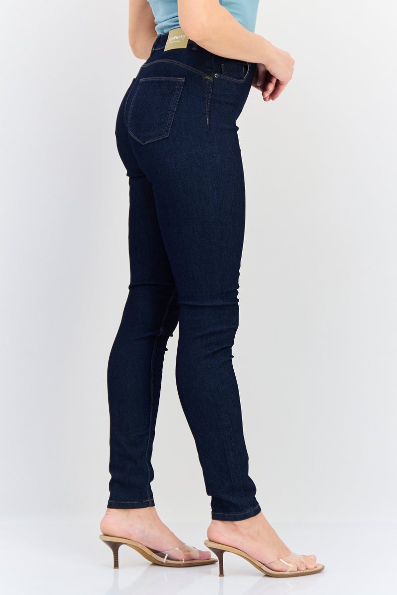 VERO MODA جينز ضيق مغسول قابل للتمدد للنساء من فيرو مودا، أزرق داكن - Image 4